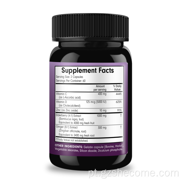 Sambucus sabunhas de apoio de sabugueiro de sabugueiro 120 cápsulas 120